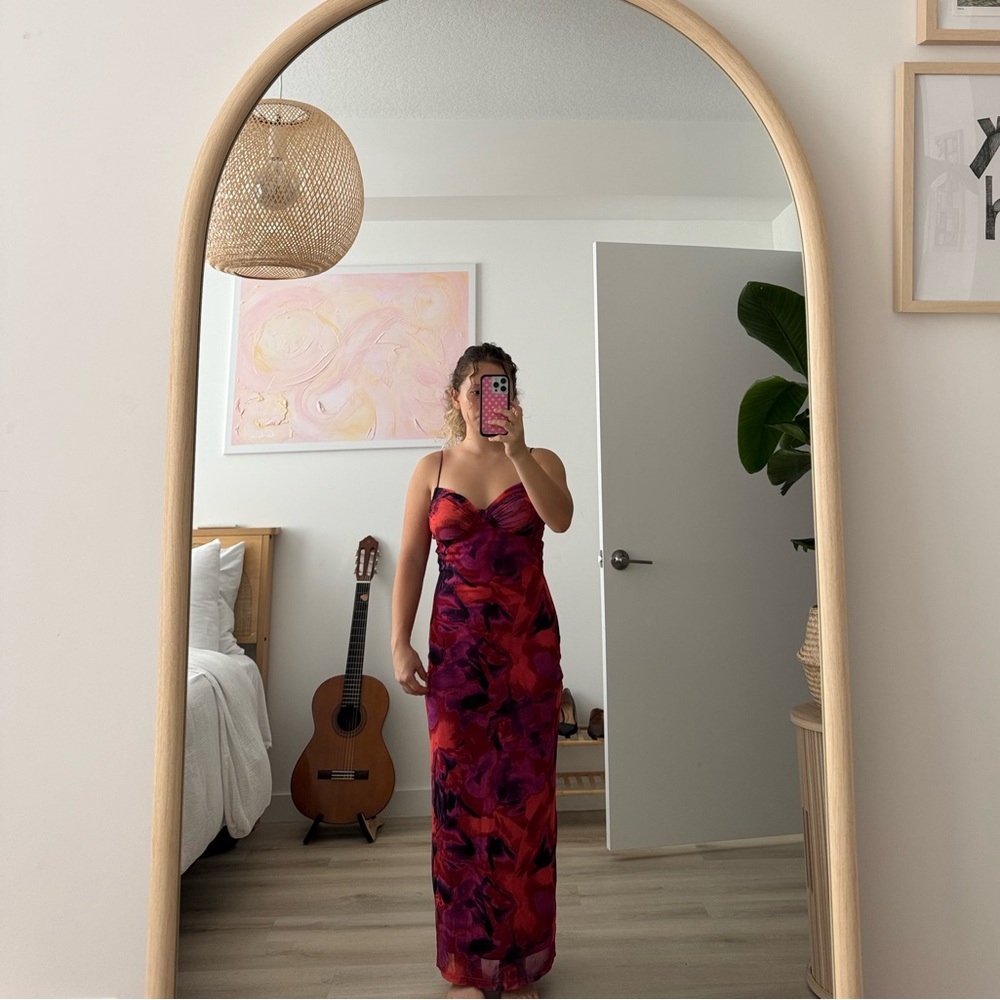 Floral Maxi Dress in Red and Purple